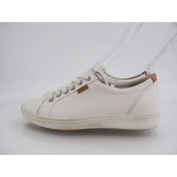 Ecco Women Soft 7 Sneaker Size 37 EU 6 6.5 US White Leather Lace Up Shoes Comfy - Picture 3 of 13